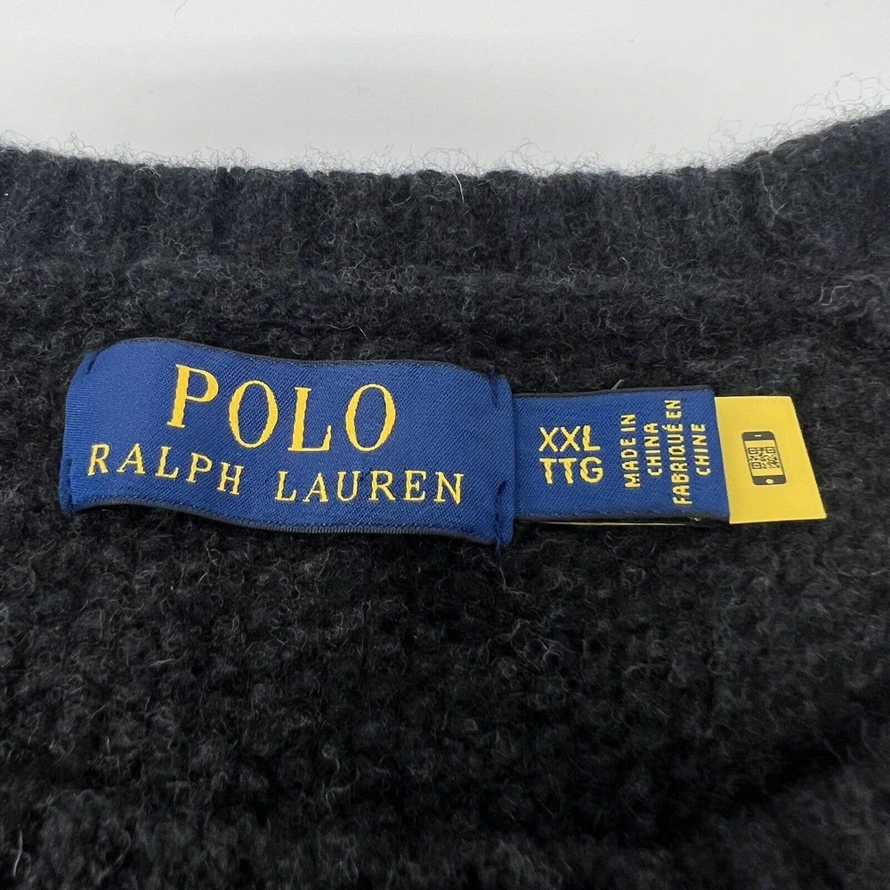 Polo Ralph Lauren Donegal Sweater Wool Blend Mens 2XL Dark Gray Crewneck - Picture 4 of 9